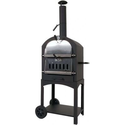 HHG - 851 - NERO - Pietra per pizza - Griglia a carbone con forno per pizza HHG - 851 - NERO - Pietra per pizza - Griglia a carbone con forno per pizza