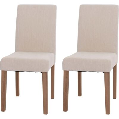 Mendler Littau - Crème - Tissu - Bois naturel ensemble de chaises à manger - Publicité Mendler Littau - Crème - Tissu - Bois naturel ensemble de chaises à manger - Publicité