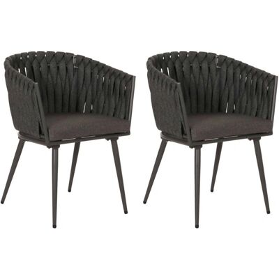 HHG-418 - alluminio - intreccio in corda di olefina - cuscino antracite - Sedie da giardino HHG-418 - alluminio - intreccio in corda di olefina - cuscino antracite - Sedie da giardino