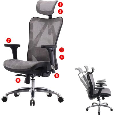 Chaise de Bureau Ergonomique SIHOO - Accoudoirs Réglables - 150kg - Publicité Chaise de Bureau Ergonomique SIHOO - Accoudoirs Réglables - 150kg - Publicité