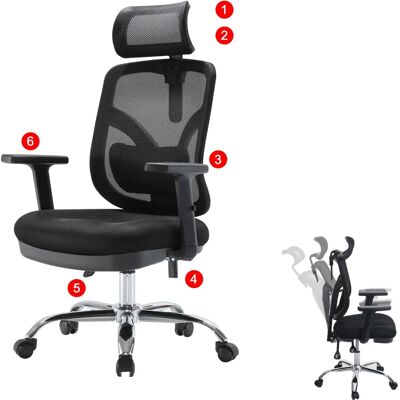 Chaise de Bureau Sihoo avec Support Lombaire Ajustable et Repose-bras - Noir - Publicité Chaise de Bureau Sihoo avec Support Lombaire Ajustable et Repose-bras - Noir - Publicité