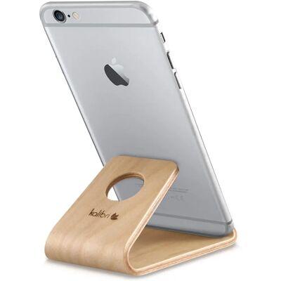 KALIBRI Modelo KAL 3879924 - Suporte universal de madeira para telefone - Marrom claro KALIBRI Modelo KAL 3879924 - Suporte universal de madeira para telefone - Marrom claro
