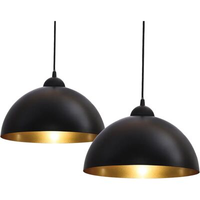 B.k.licht Ensemble de 2 lampes suspendues - Style industriel vintage - Noir et or - E27 Max 60W B.k.licht Ensemble de 2 lampes suspendues - Style industriel vintage - Noir et or - E27 Max 60W