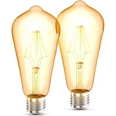 B.K.LICHT Juego de 2 bombillas Edison ST64 - Bombillas LED de filamento B.K.LICHT Juego de 2 bombillas Edison ST64 - Bombillas LED de filamento