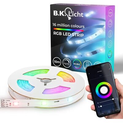 B.K.LICHT 10 m RGBIC LED Streifen - Steuerung per App & Alexa B.K.LICHT 10 m RGBIC LED Streifen - Steuerung per App & Alexa