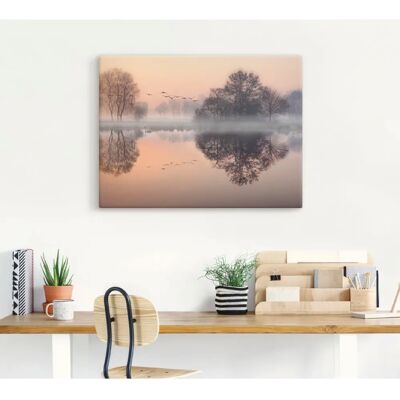 ARTLAND - Früh morgens am See - orange - 40x30 cm canvas - Canvas wall art ARTLAND - Früh morgens am See - orange - 40x30 cm canvas - Canvas wall art