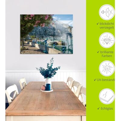ARTLAND Gardasee Hafen Limone sul Garda Glasbild - Landschaft ARTLAND Gardasee Hafen Limone sul Garda Glasbild - Landschaft