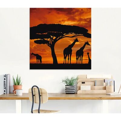ARTLAND Giraffen Sonnenuntergang Glasbild - Wildtiere - 100x50cm ARTLAND Giraffen Sonnenuntergang Glasbild - Wildtiere - 100x50cm