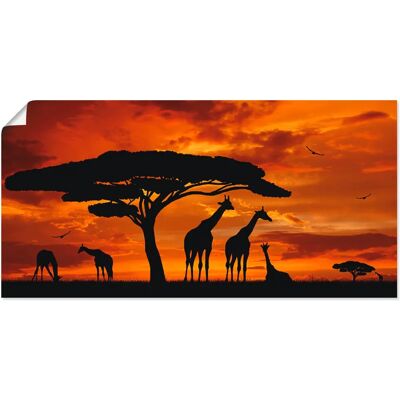 ARTLAND - Herde von Giraffen im Sonnenuntergang - Wandbild ARTLAND - Herde von Giraffen im Sonnenuntergang - Wandbild