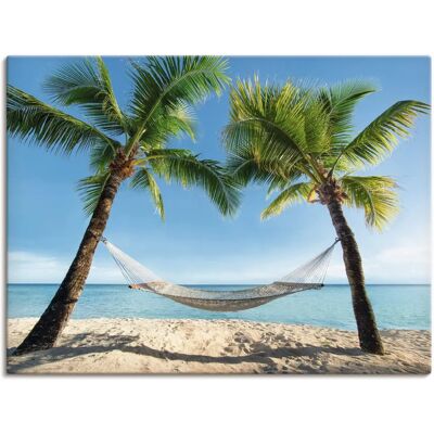 ARTLAND Palmenstrand Karibik mit Hängematte Wandbild - Wandbild ARTLAND Palmenstrand Karibik mit Hängematte Wandbild - Wandbild