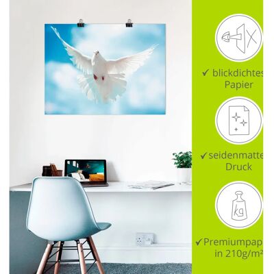 ARTLAND Taube mit ausgebreiteten Flügeln - 40x30 cm - Leinwandbild - Wandbild ARTLAND Taube mit ausgebreiteten Flügeln - 40x30 cm - Leinwandbild - Wandbild
