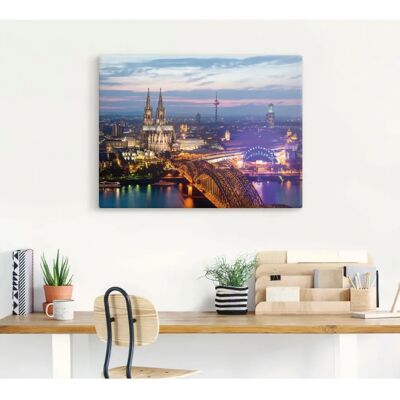 ARTland - Köln Panorama am Abend - Blau - 40x30 cm - Wall art ARTland - Köln Panorama am Abend - Blau - 40x30 cm - Wall art