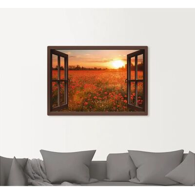 ARTLAND Leinwandbild - Mohnblumenfeld bei Sonnenuntergang - Landschaft - 100x70cm ARTLAND Leinwandbild - Mohnblumenfeld bei Sonnenuntergang - Landschaft - 100x70cm