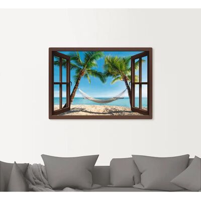 ARTLAND Fensterblick Palmenstrand Karibik Leinwand Wandkunst ARTLAND Fensterblick Palmenstrand Karibik Leinwand Wandkunst