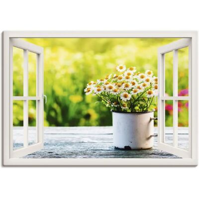 ARTLAND Garten Gänseblümchen Fenster Wandbild - Wandbild ARTLAND Garten Gänseblümchen Fenster Wandbild - Wandbild