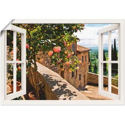 ARTLAND - Fensterblick Rosen auf Balkon Toskana - 100 x 70 cm - Wall Art ARTLAND - Fensterblick Rosen auf Balkon Toskana - 100 x 70 cm - Wall Art