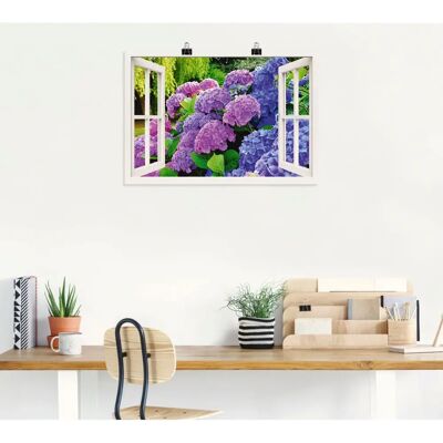 ARTLAND - Fensterblick Hortensien - Lila - Wandkunst ARTLAND - Fensterblick Hortensien - Lila - Wandkunst