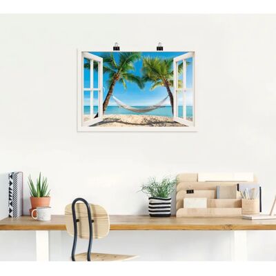 ARTLAND - Fensterblick Palmenstrand Karibik - 100x70 cm - Wandbild ARTLAND - Fensterblick Palmenstrand Karibik - 100x70 cm - Wandbild