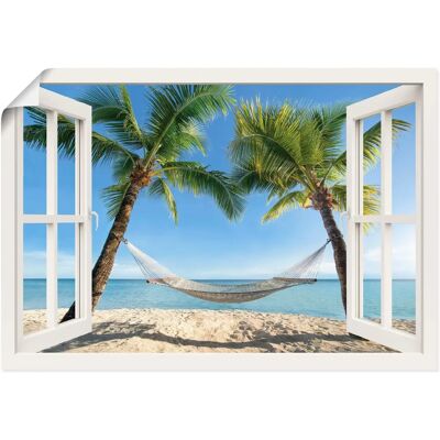 ARTLAND - Fensterblick Palmenstrand Karibik - 100x70 cm - Wandbild ARTLAND - Fensterblick Palmenstrand Karibik - 100x70 cm - Wandbild