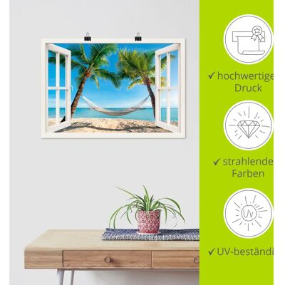 ARTLAND Fensterblick Palmenstrand Karibik Wandbild - Outdoor/Indoor ARTLAND Fensterblick Palmenstrand Karibik Wandbild - Outdoor/Indoor