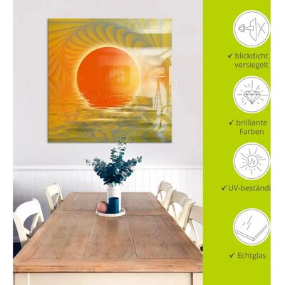 ARTLAND Abstrakter Sonnenuntergang Glasbild - 40x40cm ARTLAND Abstrakter Sonnenuntergang Glasbild - 40x40cm