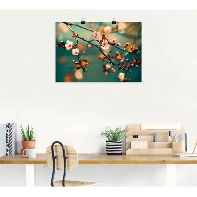 ARTLAND - Japanische Kirsch Sakura Blumen - Blau - 100x70 cm - Poster ARTLAND - Japanische Kirsch Sakura Blumen - Blau - 100x70 cm - Poster