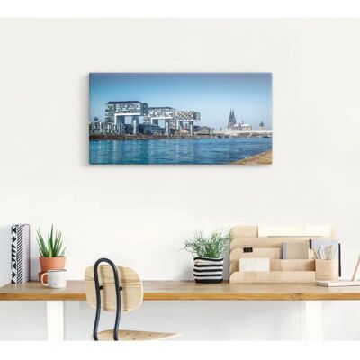 ARTLAND Köln Kranhäuser und Dom Wandbild - Blau Leinwandbild ARTLAND Köln Kranhäuser und Dom Wandbild - Blau Leinwandbild