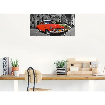 ARTLAND - Ansicht von bunten Havanna Autos - rot - 40 x 20 cm - Wall art print ARTLAND - Ansicht von bunten Havanna Autos - rot - 40 x 20 cm - Wall art print