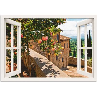 ARTLAND Fensterblick Rosen Balkon - Wandbild ARTLAND Fensterblick Rosen Balkon - Wandbild