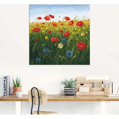 ARTLAND - Mohnblumen Landschaft I - Grün - Wandbild ARTLAND - Mohnblumen Landschaft I - Grün - Wandbild