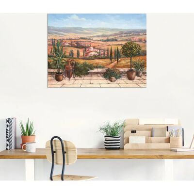 ARTLAND Terrasse Wandbild - Braun, 120x90cm, Aluminium & Leinwand ARTLAND Terrasse Wandbild - Braun, 120x90cm, Aluminium & Leinwand