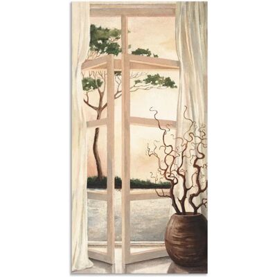 ARTLAND Beigener Toskanischer Sonnenuntergang Fensterbild - Outdoor Wandkunst ARTLAND Beigener Toskanischer Sonnenuntergang Fensterbild - Outdoor Wandkunst