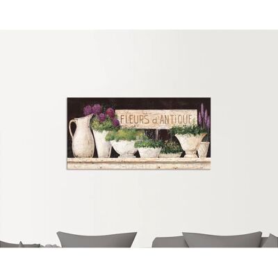 ARTLAND Antike Blumen Wandbild Aluminium Dibond Beige - Wandkunst ARTLAND Antike Blumen Wandbild Aluminium Dibond Beige - Wandkunst