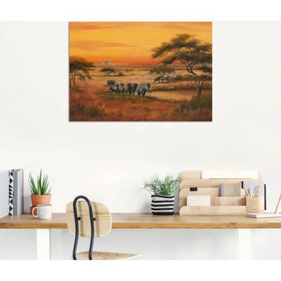 ARTLAND Afrika Elefanten Wandbild - 70x50cm Outdoorbild ARTLAND Afrika Elefanten Wandbild - 70x50cm Outdoorbild