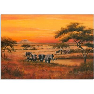 ARTLAND Afrika Elefanten Wandbild - Orange ARTLAND Afrika Elefanten Wandbild - Orange