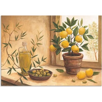 ARTLAND Wandbild Olive und Zitronen - 70x50cm Outdoor Druck ARTLAND Wandbild Olive und Zitronen - 70x50cm Outdoor Druck