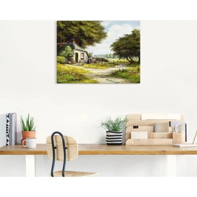 ARTLAND Bauernhaus Wandbild - Grün, 80x60 cm, Leinwand & Poster ARTLAND Bauernhaus Wandbild - Grün, 80x60 cm, Leinwand & Poster
