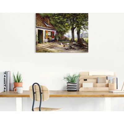 ARTLAND Hühner auf dem Hof - Garten Leinwand 120x90cm ARTLAND Hühner auf dem Hof - Garten Leinwand 120x90cm