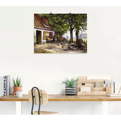 ARTLAND - Hühner auf dem Hof - 60x45 cm - grün - Wall art ARTLAND - Hühner auf dem Hof - 60x45 cm - grün - Wall art