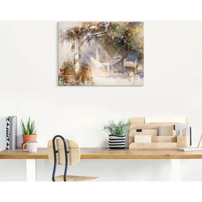 ARTLAND Terrasse Leinwandbild - 40x30cm, Beige, Modern ARTLAND Terrasse Leinwandbild - 40x30cm, Beige, Modern