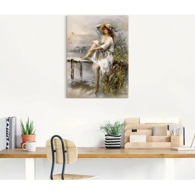 ARTLAND Wasserseite Beige Leinwand Wandbild - Hochformat, 90x120cm ARTLAND Wasserseite Beige Leinwand Wandbild - Hochformat, 90x120cm