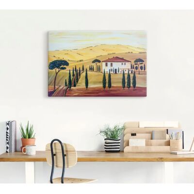 ARTLAND Südliche Toskana Wandbild - Leinwand & Alu, 90x60 cm, Gelb ARTLAND Südliche Toskana Wandbild - Leinwand & Alu, 90x60 cm, Gelb