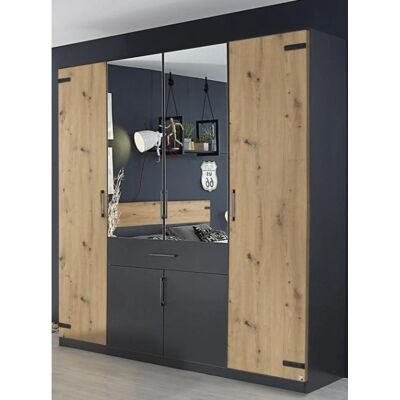 Rauch Möbel Kleiderschrank - Eiche Artisan, Dunkelgrau - 226x210x57 cm Rauch Möbel Kleiderschrank - Eiche Artisan, Dunkelgrau - 226x210x57 cm