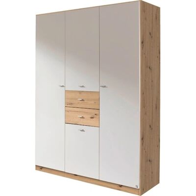 Rauch Landsberg Kleiderschrank - Weiß, Eiche Artisan, 4-türig, 2 Schubladen - Schrank Rauch Landsberg Kleiderschrank - Weiß, Eiche Artisan, 4-türig, 2 Schubladen - Schrank
