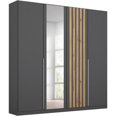 Rauch Lamella Kleiderschrank - Grau/Eiche Artisan, 4-türig - Schrank Rauch Lamella Kleiderschrank - Grau/Eiche Artisan, 4-türig - Schrank