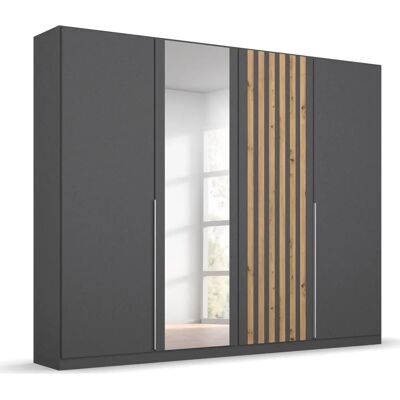 Rauch Lamella Kleiderschrank - 4 Türen, grau, 226x54x210cm Rauch Lamella Kleiderschrank - 4 Türen, grau, 226x54x210cm