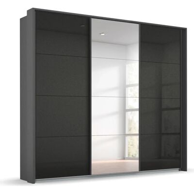 Rauch Oteli Schrank - 3-türig, Spiegel, Hochglanz - Kleiderschrank Rauch Oteli Schrank - 3-türig, Spiegel, Hochglanz - Kleiderschrank