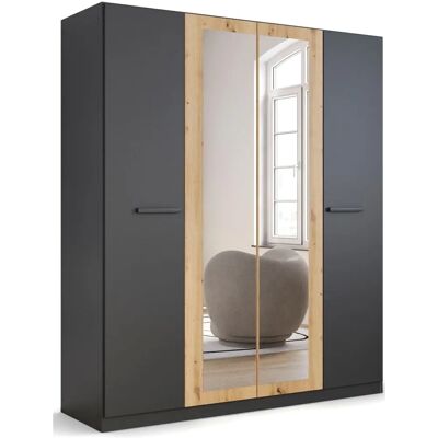 RAUCH MODI Kleiderschrank - 4 Türen, Spiegel, 4 Regale - Garderobe RAUCH MODI Kleiderschrank - 4 Türen, Spiegel, 4 Regale - Garderobe