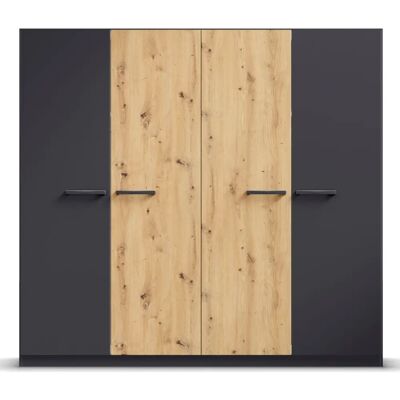 RAUCH Modi Kleiderschrank - 226cm x 54cm x 210cm - Grau (graumetallic, eiche artisan) RAUCH Modi Kleiderschrank - 226cm x 54cm x 210cm - Grau (graumetallic, eiche artisan)