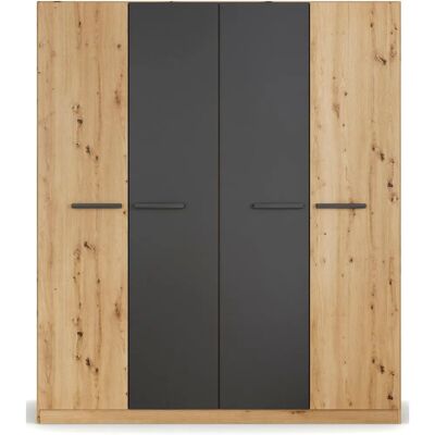 Rauch Modi Kleiderschrank - 4-Türer, 3-Stangen, 4-Regale Rauch Modi Kleiderschrank - 4-Türer, 3-Stangen, 4-Regale